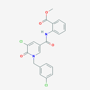 molecular formula C21H16Cl2N2O4 B2598383 Methyl 2-({[5-chloro-1-(3-chlorobenzyl)-6-oxo-1,6-dihydro-3-pyridinyl]carbonyl}amino)benzenecarboxylate CAS No. 338977-31-4