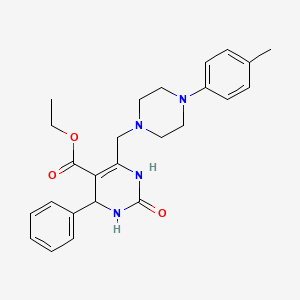 molecular formula C25H30N4O3 B2598384 Ethyl 6-{[4-(4-methylphenyl)piperazin-1-yl]methyl}-2-oxo-4-phenyl-1,2,3,4-tetrahydropyrimidine-5-carboxylate CAS No. 1252931-23-9