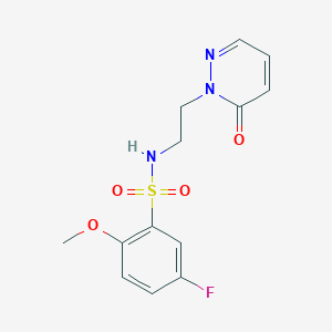 molecular formula C13H14FN3O4S B2598388 5-氟-2-甲氧基-N-(2-(6-氧代嘧啶-1(6H)-基)乙基)苯磺酰胺 CAS No. 1021206-41-6