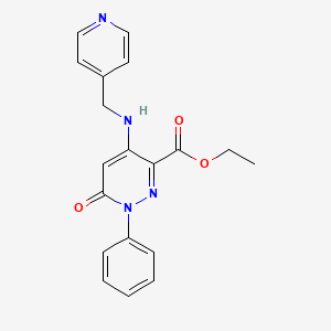 molecular formula C19H18N4O3 B2598389 Ethyl 6-oxo-1-phenyl-4-((pyridin-4-ylmethyl)amino)-1,6-dihydropyridazine-3-carboxylate CAS No. 921899-83-4