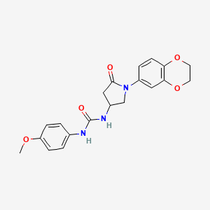 molecular formula C20H21N3O5 B2598393 1-(1-(2,3-二氢苯并[b][1,4]二氧杂环-6-基)-5-氧代吡咯烷-3-基)-3-(4-甲氧基苯基)脲 CAS No. 891113-32-9