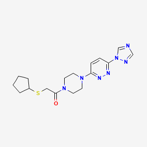molecular formula C17H23N7OS B2598397 1-(4-(6-(1H-1,2,4-triazol-1-yl)pyridazin-3-yl)piperazin-1-yl)-2-(cyclopentylthio)ethanone CAS No. 1797697-24-5