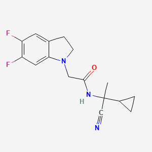 molecular formula C16H17F2N3O B2598401 N-(1-Cyano-1-cyclopropylethyl)-2-(5,6-difluoro-2,3-dihydroindol-1-yl)acetamide CAS No. 2220204-31-7