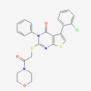 molecular formula C24H20ClN3O3S2 B2598405 5-(2-chlorophenyl)-2-{[2-(morpholin-4-yl)-2-oxoethyl]sulfanyl}-3-phenyl-3H,4H-thieno[2,3-d]pyrimidin-4-one CAS No. 670273-93-5