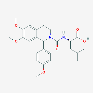 molecular formula C25H32N2O6 B2598408 N-{[6,7-dimethoxy-1-(4-methoxyphenyl)-3,4-dihydroisoquinolin-2(1H)-yl]carbonyl}-L-leucine CAS No. 956940-57-1
