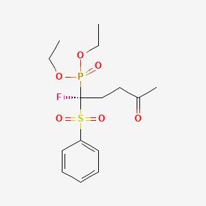 molecular formula C15H22FO6PS B2598413 Diethyl (1-fluoro-4-oxo-1-(phenylsulfonyl)pentyl)phosphonate CAS No. 1431155-14-4