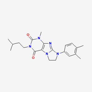 molecular formula C21H27N5O2 B2598419 6-(3,4-Dimethylphenyl)-4-methyl-2-(3-methylbutyl)-7,8-dihydropurino[7,8-a]imidazole-1,3-dione CAS No. 893947-04-1