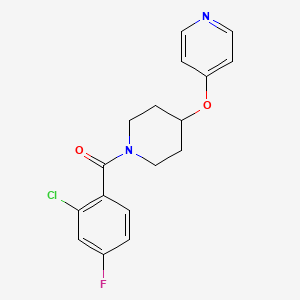 molecular formula C17H16ClFN2O2 B2598427 (2-Chloro-4-fluorophenyl)(4-(pyridin-4-yloxy)piperidin-1-yl)methanone CAS No. 2034329-01-4