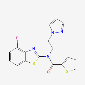 molecular formula C17H13FN4OS2 B2598435 N-(2-(1H-pyrazol-1-yl)ethyl)-N-(4-fluorobenzo[d]thiazol-2-yl)thiophene-2-carboxamide CAS No. 1171583-56-4