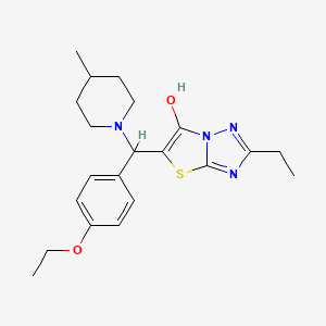 molecular formula C21H28N4O2S B2598465 5-((4-乙氧苯基)(4-甲基哌啶-1-基)甲基)-2-乙基噻唑并[3,2-b][1,2,4]三唑-6-醇 CAS No. 898361-97-2