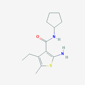 molecular formula C13H20N2OS B2598476 2-amino-N-cyclopentyl-4-ethyl-5-methylthiophene-3-carboxamide CAS No. 590355-69-4