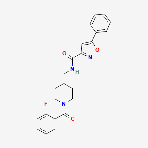 molecular formula C23H22FN3O3 B2598479 N-((1-(2-氟苯甲酰)哌啶-4-基)甲基)-5-苯基异恶唑-3-甲酰胺 CAS No. 1235272-89-5