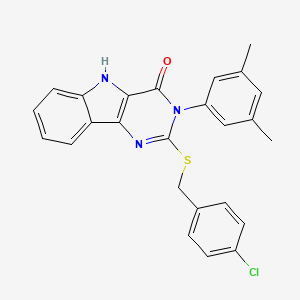 molecular formula C25H20ClN3OS B2598486 2-((4-chlorobenzyl)thio)-3-(3,5-dimethylphenyl)-3H-pyrimido[5,4-b]indol-4(5H)-one CAS No. 536706-19-1