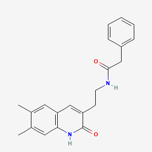 molecular formula C21H22N2O2 B2598487 N-[2-(6,7-dimethyl-2-oxo-1H-quinolin-3-yl)ethyl]-2-phenylacetamide CAS No. 851096-07-6