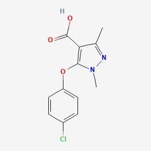 molecular formula C12H11ClN2O3 B2598490 5-(4-氯苯氧基)-1,3-二甲基-1H-吡唑-4-羧酸 CAS No. 303149-69-1