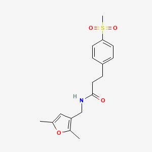 molecular formula C17H21NO4S B2598496 N-((2,5-二甲基呋喃-3-基)甲基)-3-(4-(甲基磺酰基)苯基)丙酰胺 CAS No. 2034539-99-4