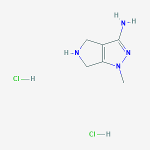 molecular formula C6H12Cl2N4 B2598497 1-methyl-1H,4H,5H,6H-pyrrolo[3,4-c]pyrazol-3-amine dihydrochloride CAS No. 1909324-73-7