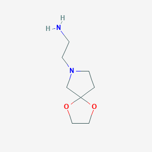 molecular formula C8H16N2O2 B2598504 2-{1,4-二氧杂-7-氮杂螺[4.4]壬烷-7-基}乙胺 CAS No. 1862379-72-3