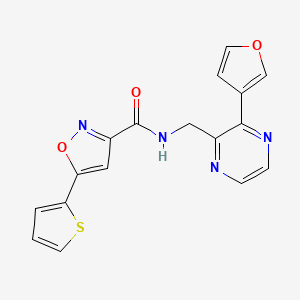 molecular formula C17H12N4O3S B2598511 N-((3-(furan-3-yl)pyrazin-2-yl)methyl)-5-(thiophen-2-yl)isoxazole-3-carboxamide CAS No. 2188279-42-5
