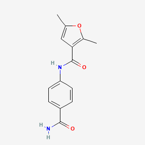 molecular formula C14H14N2O3 B2598515 N-(4-carbamoylphenyl)-2,5-dimethylfuran-3-carboxamide CAS No. 950240-67-2