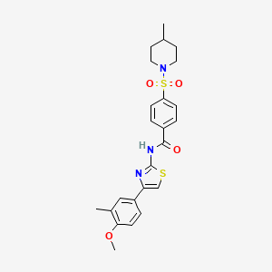 molecular formula C24H27N3O4S2 B2598516 N-(4-(4-methoxy-3-methylphenyl)thiazol-2-yl)-4-((4-methylpiperidin-1-yl)sulfonyl)benzamide CAS No. 683264-06-4