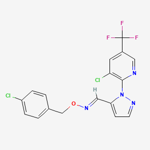 molecular formula C17H11Cl2F3N4O B2598522 1-[3-chloro-5-(trifluoromethyl)-2-pyridinyl]-1H-pyrazole-5-carbaldehyde O-(4-chlorobenzyl)oxime CAS No. 318248-53-2