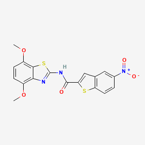 molecular formula C18H13N3O5S2 B2598526 N-(4,7-dimethoxy-1,3-benzothiazol-2-yl)-5-nitro-1-benzothiophene-2-carboxamide CAS No. 862807-72-5