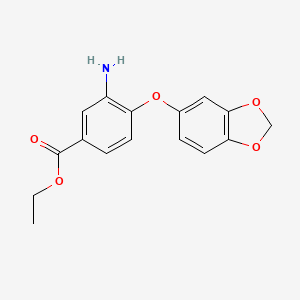 molecular formula C16H15NO5 B2598538 Ethyl 3-amino-4-(1,3-benzodioxol-5-yloxy)benzoate CAS No. 893778-09-1