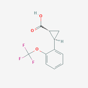 molecular formula C11H9F3O3 B2598542 Rel-(1R,2R)-2-(2-(trifluoromethoxy)phenyl)cyclopropane-1-carboxylic acid CAS No. 1683526-60-4