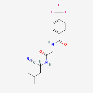 molecular formula C16H18F3N3O2 B2598543 N-(1-cyano-3-methylbutyl)-2-{[4-(trifluoromethyl)phenyl]formamido}acetamide CAS No. 1333897-81-6