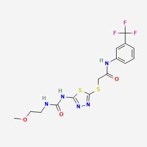 molecular formula C15H16F3N5O3S2 B2598550 2-((5-(3-(2-methoxyethyl)ureido)-1,3,4-thiadiazol-2-yl)thio)-N-(3-(trifluoromethyl)phenyl)acetamide CAS No. 1171991-48-2