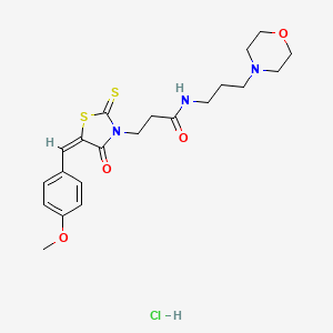 molecular formula C21H28ClN3O4S2 B2598551 (E)-3-(5-(4-methoxybenzylidene)-4-oxo-2-thioxothiazolidin-3-yl)-N-(3-morpholinopropyl)propanamide hydrochloride CAS No. 353505-90-5