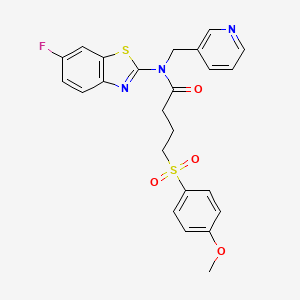 molecular formula C24H22FN3O4S2 B2598553 N-(6-fluorobenzo[d]thiazol-2-yl)-4-((4-methoxyphenyl)sulfonyl)-N-(pyridin-3-ylmethyl)butanamide CAS No. 920418-96-8