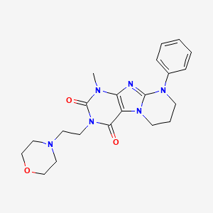 molecular formula C21H26N6O3 B2598556 1-methyl-3-(2-morpholin-4-ylethyl)-9-phenyl-7,8-dihydro-6H-purino[7,8-a]pyrimidine-2,4-dione CAS No. 847037-49-4