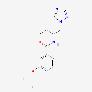 molecular formula C15H17F3N4O2 B2598558 N-(3-甲基-1-(1H-1,2,4-三唑-1-基)丁-2-基)-3-(三氟甲氧基)苯甲酰胺 CAS No. 2034519-66-7