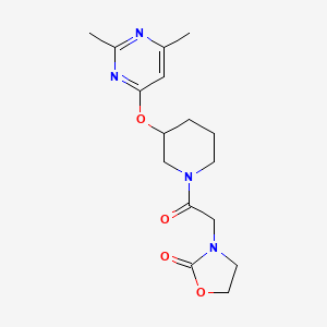 molecular formula C16H22N4O4 B2598559 3-(2-(3-((2,6-Dimethylpyrimidin-4-yl)oxy)piperidin-1-yl)-2-oxoethyl)oxazolidin-2-one CAS No. 2034472-86-9