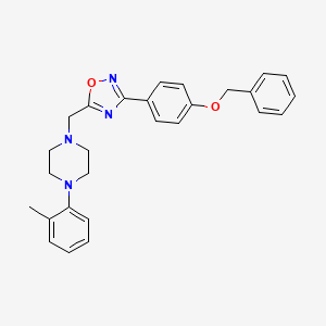 molecular formula C27H28N4O2 B2598564 1-({3-[4-(苄氧基)苯基]-1,2,4-恶二唑-5-基}甲基)-4-(2-甲基苯基)哌嗪 CAS No. 1252921-44-0