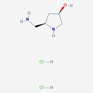 molecular formula C5H14Cl2N2O B2598569 (3R,5R)-5-(Aminomethyl)pyrrolidin-3-ol;dihydrochloride CAS No. 2377004-44-7
