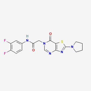 molecular formula C17H15F2N5O2S B2598573 N-(3,4-difluorophenyl)-2-(7-oxo-2-(pyrrolidin-1-yl)thiazolo[4,5-d]pyrimidin-6(7H)-yl)acetamide CAS No. 1223915-54-5