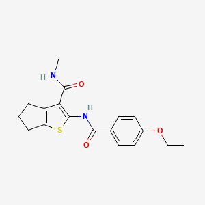 molecular formula C18H20N2O3S B2598574 2-[(4-ethoxybenzoyl)amino]-N-methyl-5,6-dihydro-4H-cyclopenta[b]thiophene-3-carboxamide CAS No. 893098-99-2