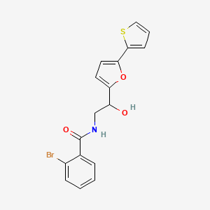 molecular formula C17H14BrNO3S B2598578 2-Bromo-N-[2-hydroxy-2-(5-thiophen-2-ylfuran-2-yl)ethyl]benzamide CAS No. 2319719-10-1