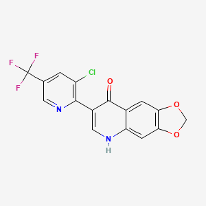 molecular formula C16H8ClF3N2O3 B2598582 7-[3-chloro-5-(trifluoromethyl)-2-pyridinyl][1,3]dioxolo[4,5-g]quinolin-8(5H)-one CAS No. 882747-40-2