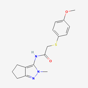 2-(4-Methoxyphenyl)sulfanyl-~{n}-(2-Methyl-5,6-Dihydro-4~{h}-Cyclopenta[c]pyrazol-3-Yl)ethanamide