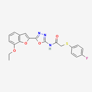 N-(5-(7-ethoxybenzofuran-2-yl)-1,3,4-oxadiazol-2-yl)-2-((4-fluorophenyl)thio)acetamide