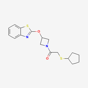 molecular formula C17H20N2O2S2 B2598595 1-(3-(Benzo[d]thiazol-2-yloxy)azetidin-1-yl)-2-(cyclopentylthio)ethanone CAS No. 1788830-79-4