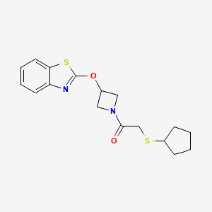 molecular formula C17H20N2O2S2 B2598595 1-(3-(苯并[d]噻唑-2-氧基)氮杂环丁-1-基)-2-(环戊基硫代)乙酮 CAS No. 1788830-79-4