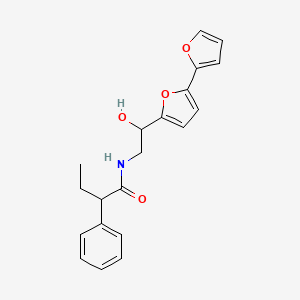 molecular formula C20H21NO4 B2598596 N-(2-{[2,2'-bifuran]-5-yl}-2-hydroxyethyl)-2-phenylbutanamide CAS No. 2310143-98-5
