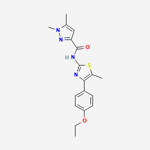 molecular formula C18H20N4O2S B2598602 N-(4-(4-ethoxyphenyl)-5-methylthiazol-2-yl)-1,5-dimethyl-1H-pyrazole-3-carboxamide CAS No. 1013772-38-7