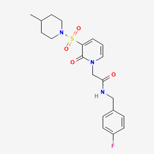 molecular formula C20H24FN3O4S B2598606 N-(4-fluorobenzyl)-2-(3-((4-methylpiperidin-1-yl)sulfonyl)-2-oxopyridin-1(2H)-yl)acetamide CAS No. 1251621-29-0