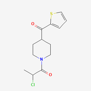 molecular formula C13H16ClNO2S B2598608 2-Chloro-1-[4-(thiophene-2-carbonyl)piperidin-1-yl]propan-1-one CAS No. 2411270-85-2